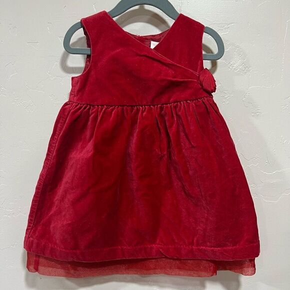 Old Navy Baby Girl Red Velvet Dress 18-24mo - Picture 1 of 9